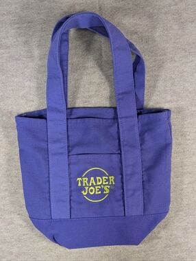 Trader Joe's Grape Purple Canvas Tote Special Edition Halloween Small 2 Pockets